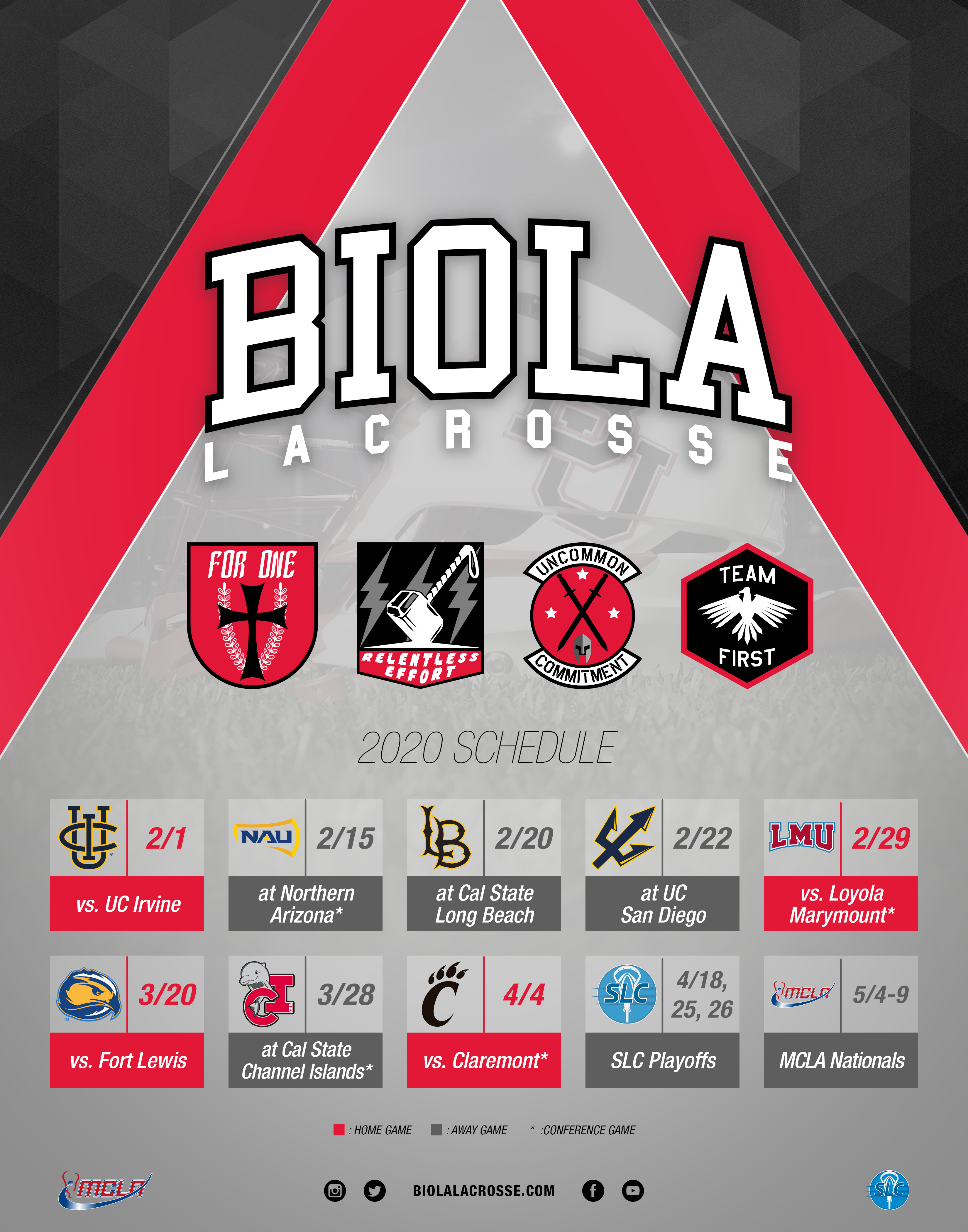 2020 Biola lacrosse schedule poster