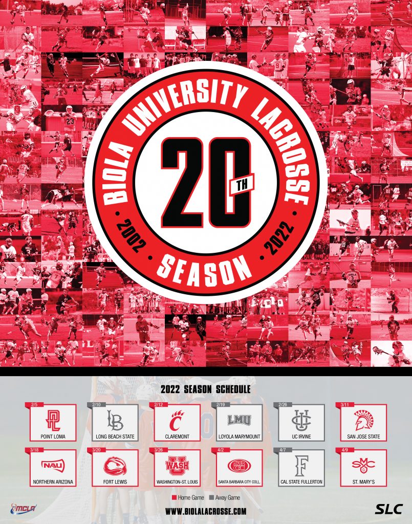 Biola University Lacrosse 2022 Schedule Poster